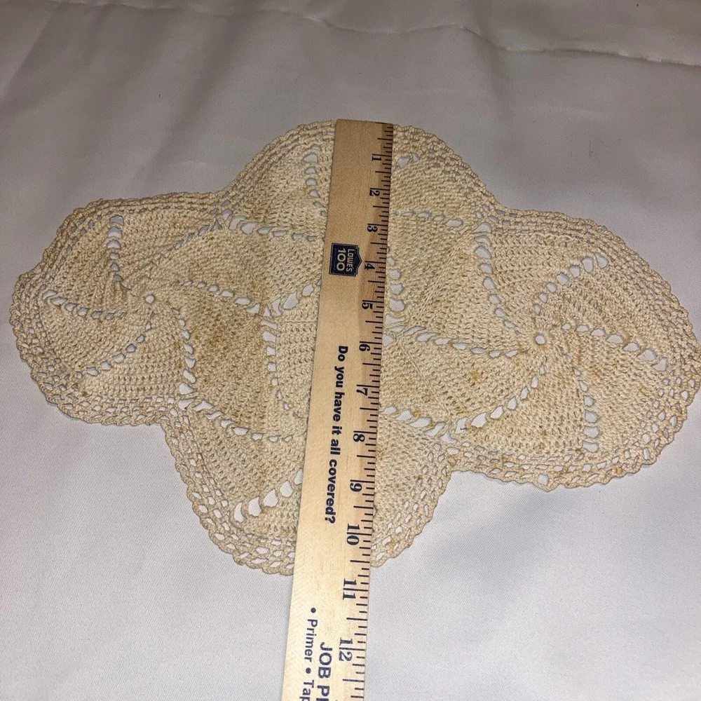 vintage lace doilies‎ lot of 2 , Coffee Stained, estate find